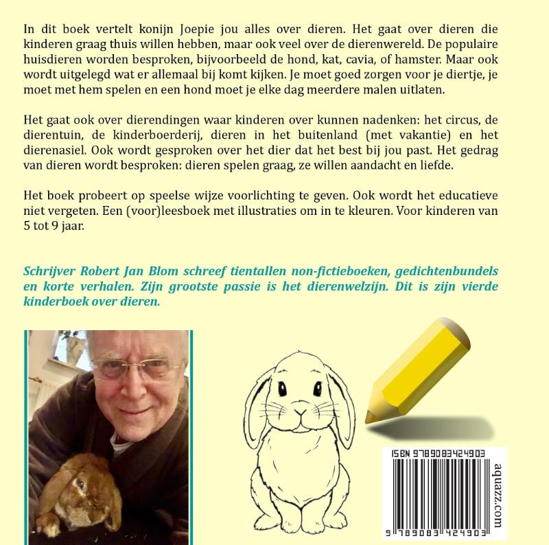 Achterkant van Konijn Joepie vertelt over onze huisdieren