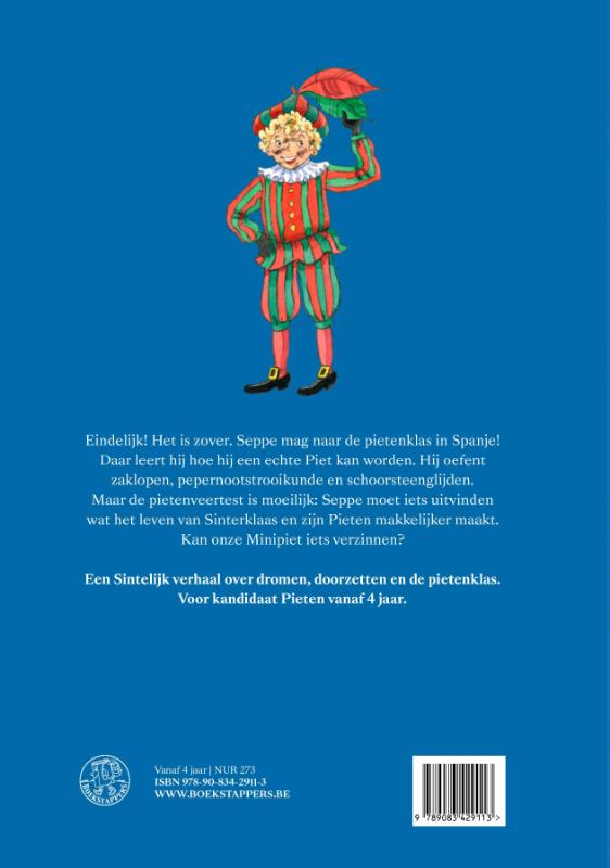 Achterkant van Minipiet naar de pietenklas