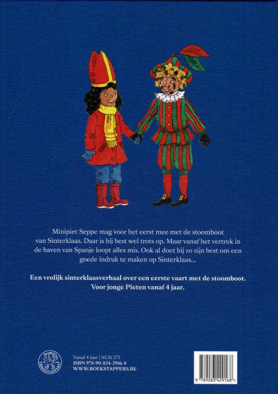 Achterkant van Minipiet vaart mee