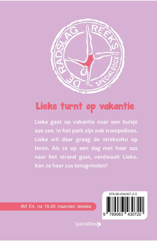 Achterkant van Lieke turnt op vakantie
