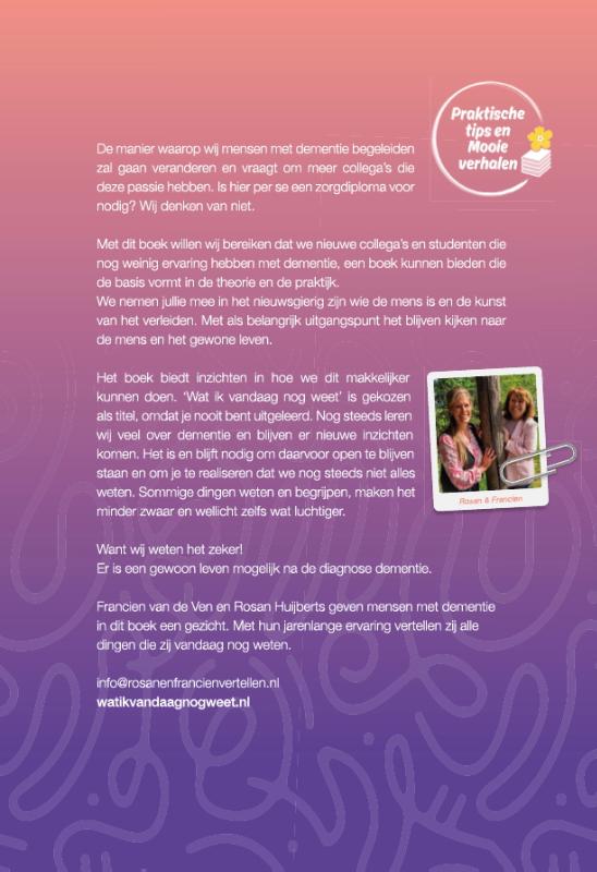 Achterkant van Wat ik vandaag nog weet