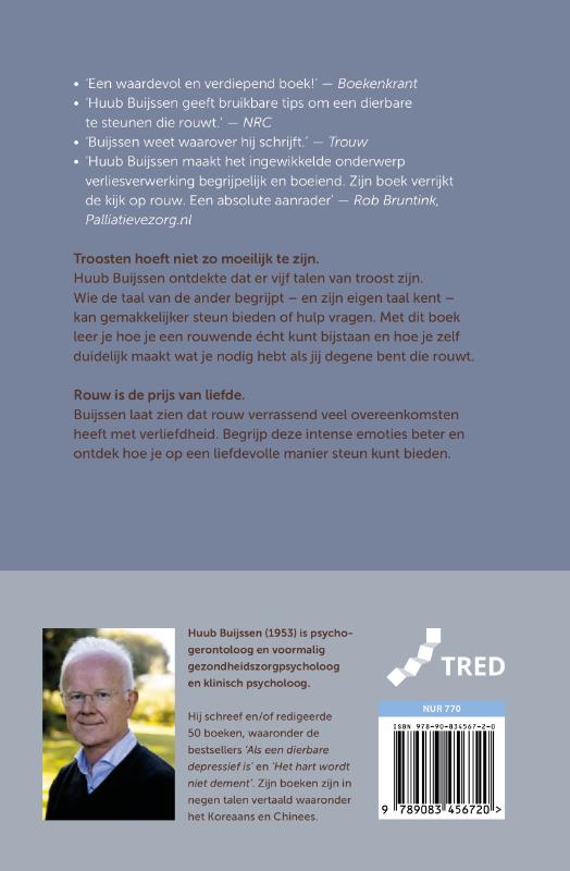 Achterkant van De vijf talen van troost