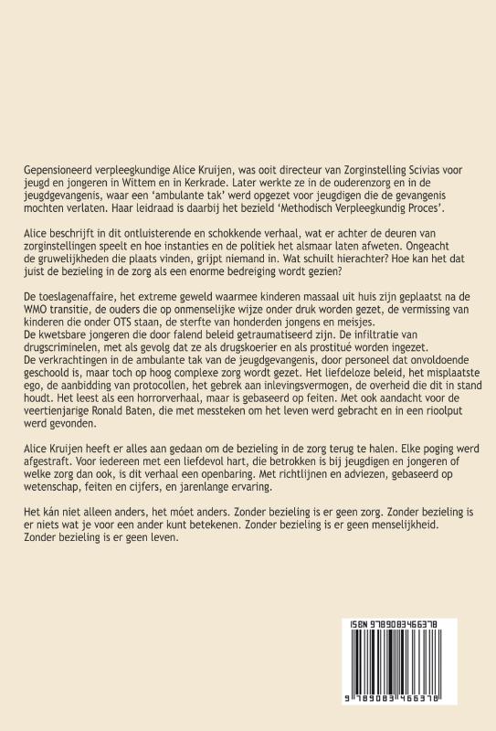 Achterkant van Zonder bezieling, geen zorg