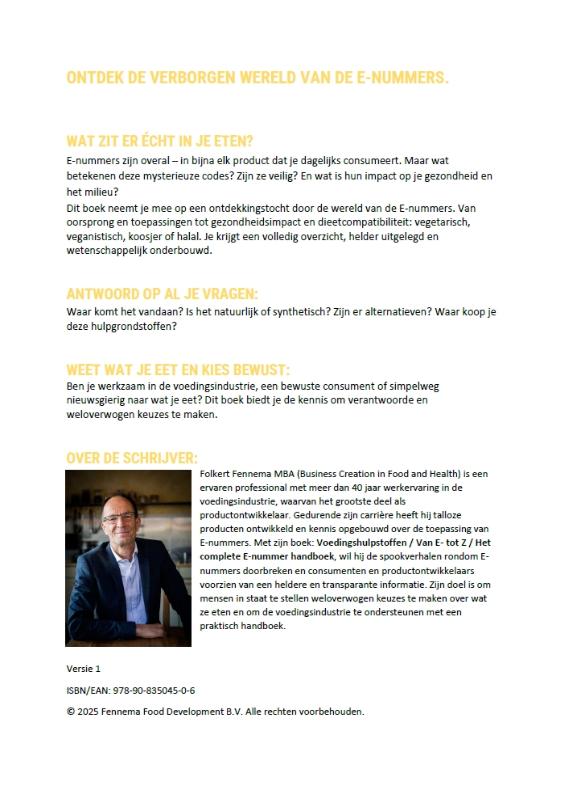 Achterkant van Voedingshulpstoffen Van E- tot Z