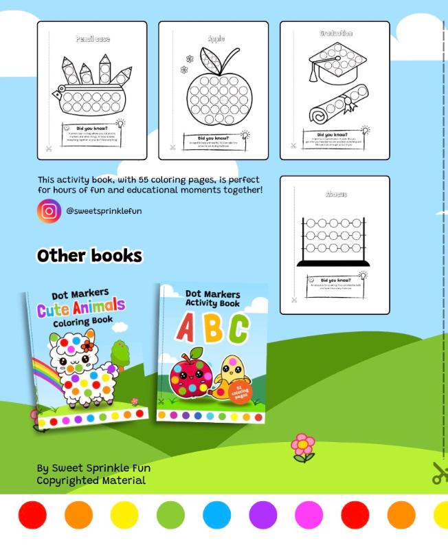 Achterkant van Dot markers Coloring Book Back to School