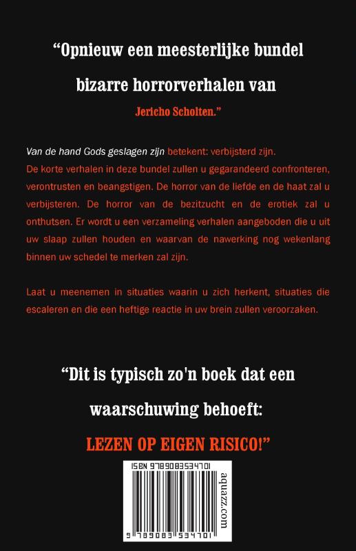 Achterkant van VAN DE HAND GODS GESLAGEN ZIJN