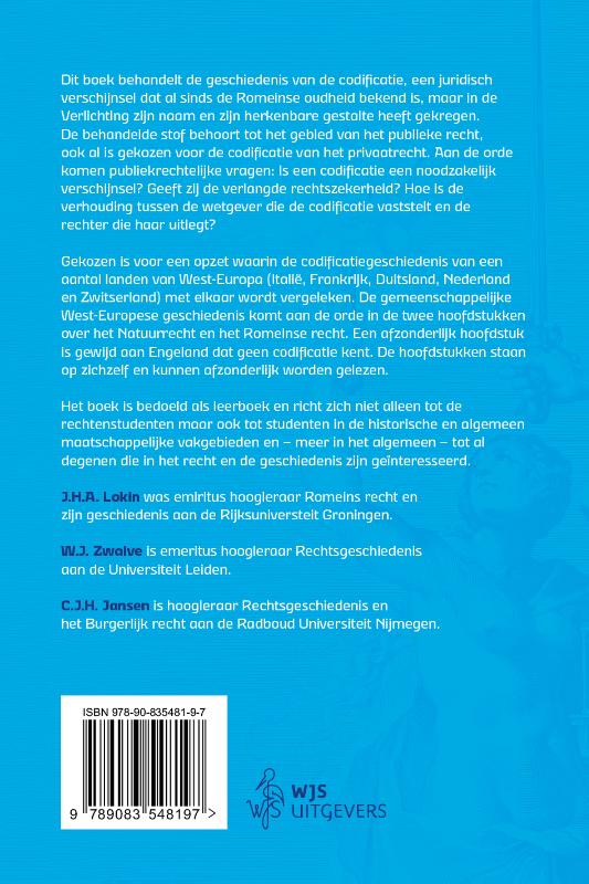 Achterkant van Hoofdstukken uit de Europese codificatiegeschiedenis