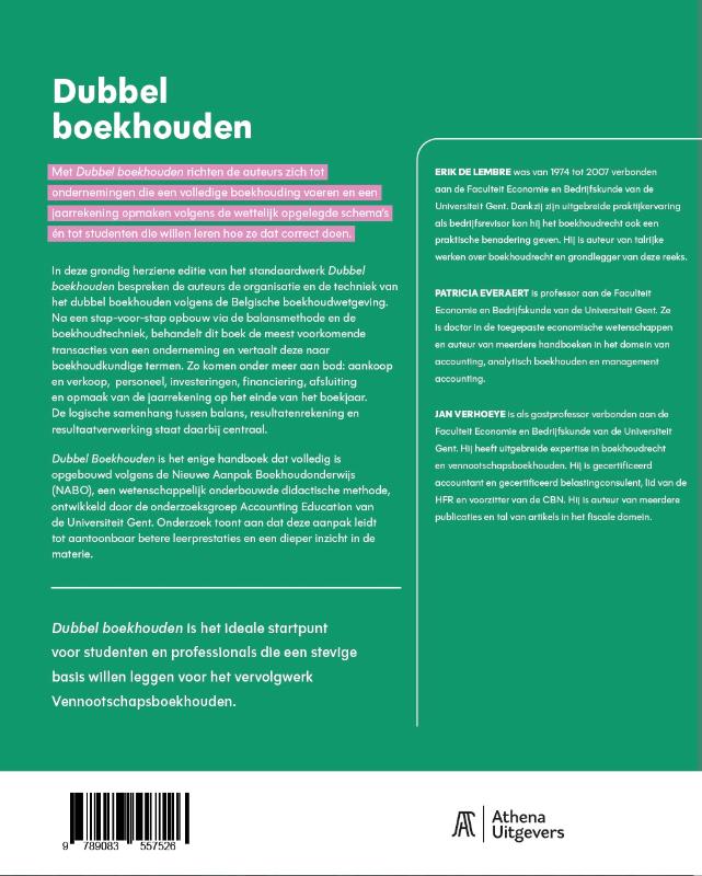 Achterkant van Handboek dubbel boekhouden