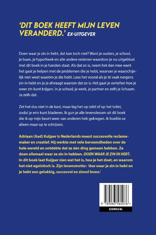 Achterkant van De kunst van het doen waar je zin in hebt