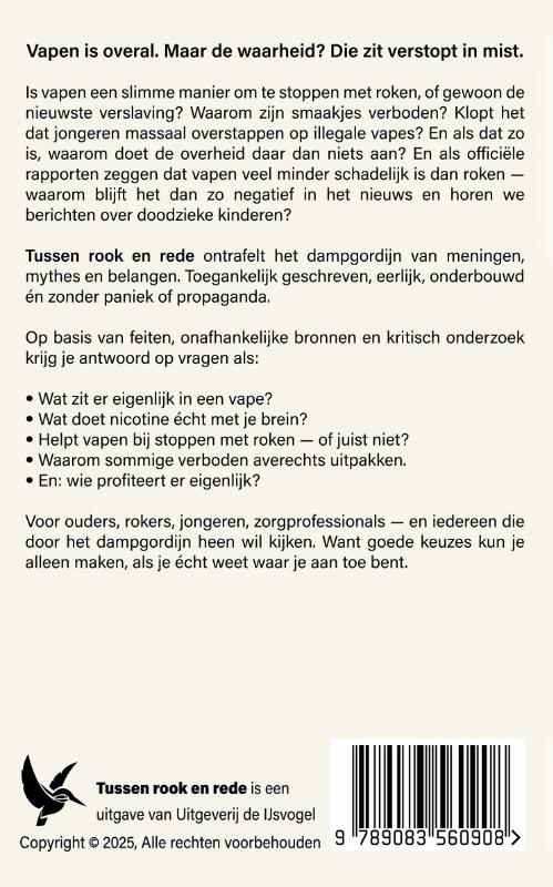Achterkant van Tussen rook en rede