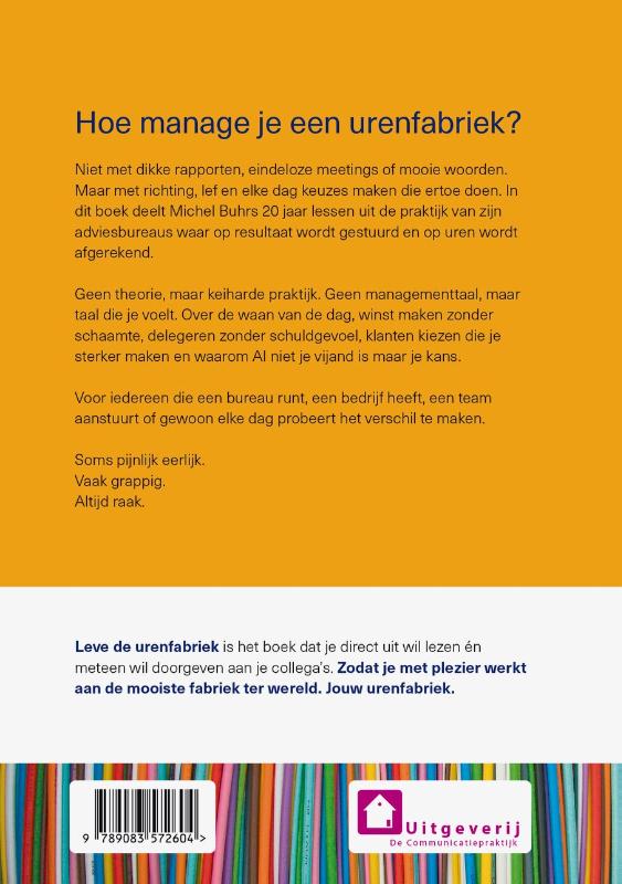 Achterkant van Leve de urenfabriek
