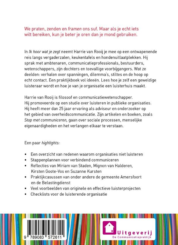 Achterkant van Ik hoor wat je zegt