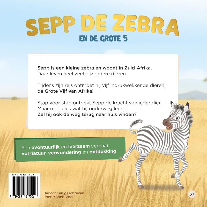 Achterkant van Sepp de zebra en de grote 5