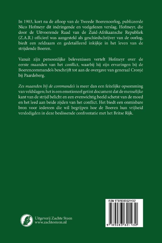 Achterkant van Zes Maanden bij de Commando's