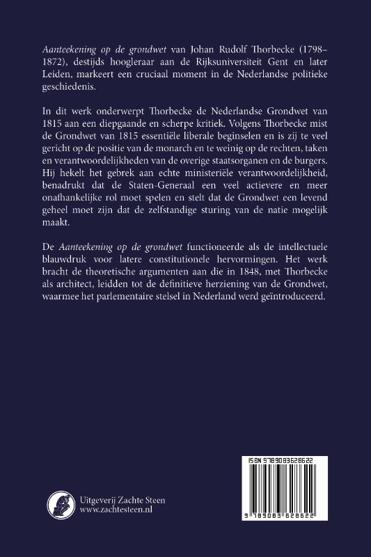 Achterkant van Aanteekening op de Grondwet
