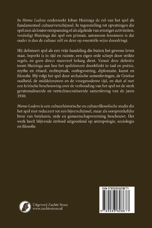 Achterkant van Homo Ludens