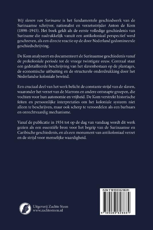 Achterkant van Wij slaven van Suriname