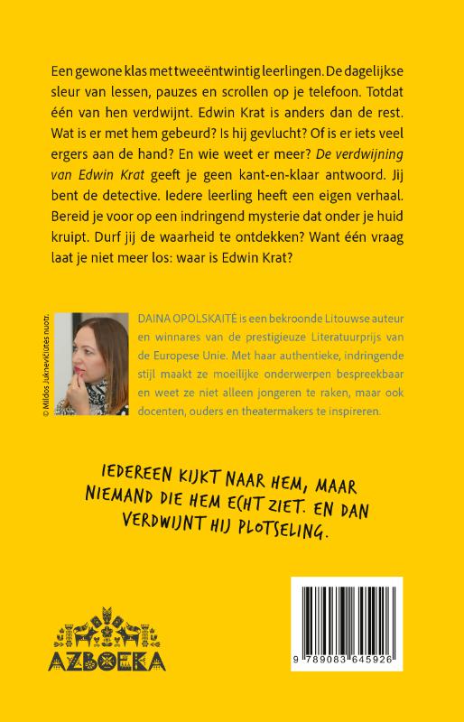 Achterkant van De verdwijning van Edwin Krat