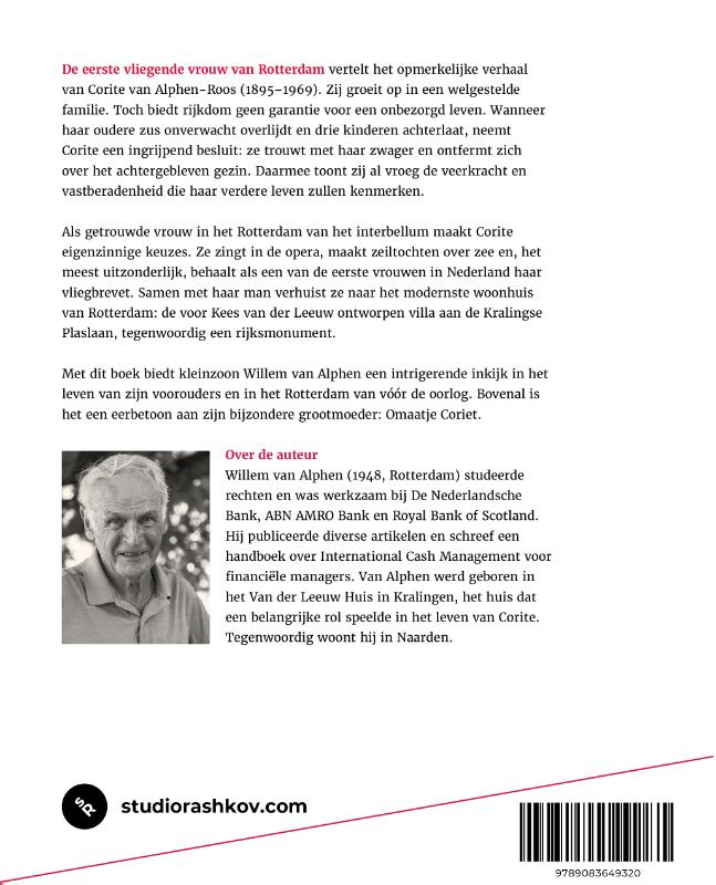 Achterkant van De eerste vliegende vrouw van Rotterdam