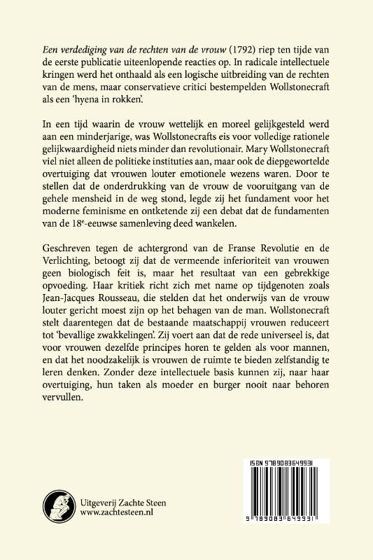 Achterkant van Een Verdediging van de Rechten van de Vrouw