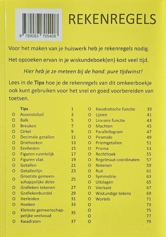 Achterkant van Handleiding voor het halen van hoge cijfers voor wiskunde