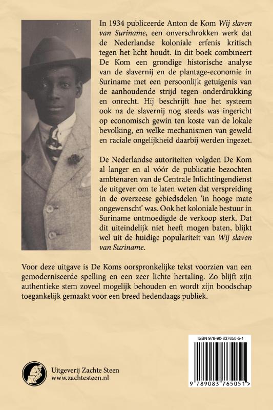 Achterkant van Wij slaven van Suriname