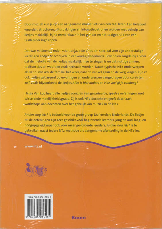 Achterkant van NT2 liedjes