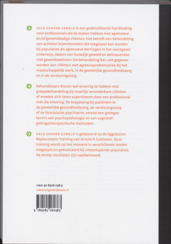 Achterkant van Held zonder geweld