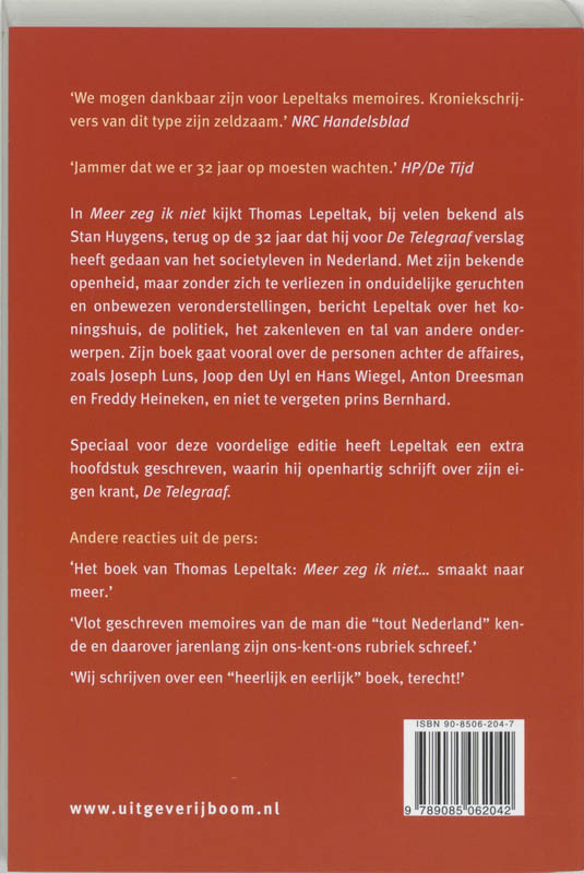 Achterkant van Meer zeg ik niet