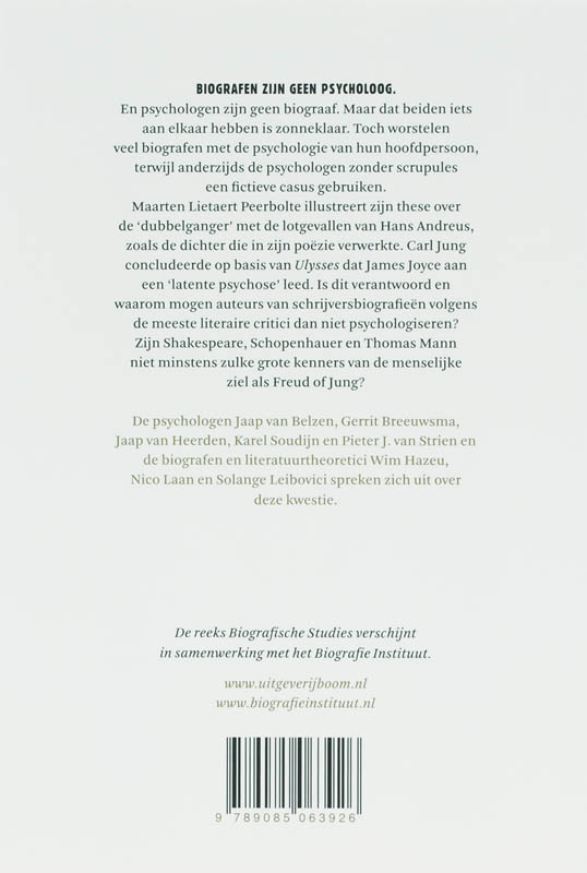 Achterkant van Biografie & psychologie