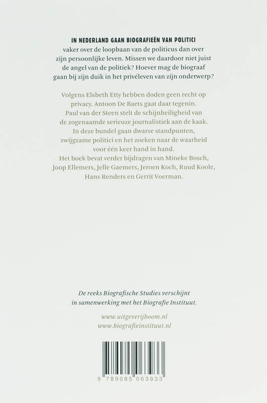 Achterkant van Prive in de politieke biografie