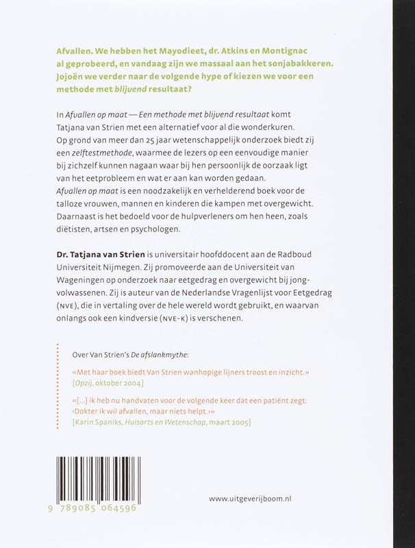 Achterkant van Afvallen op maat