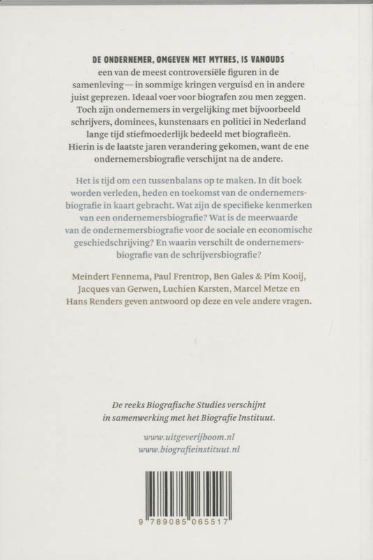 Achterkant van De Ondernemersbiografie