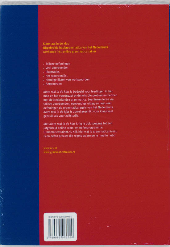Achterkant van Klare taal in de klas