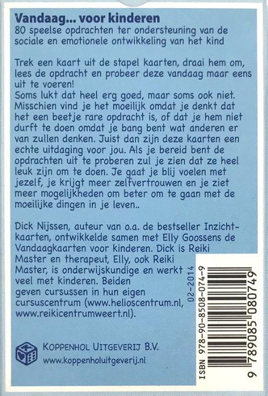 Achterkant van Vandaagkaarten voor kinderen