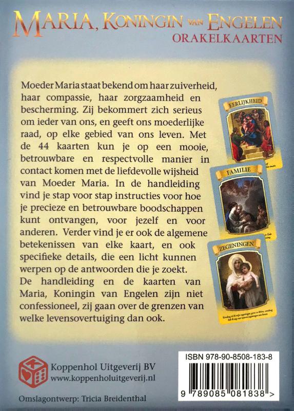 Achterkant van Maria, Koningin van Engelen orakelkaarten