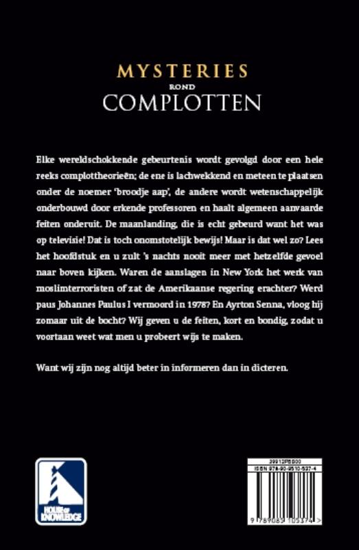 Achterkant van Mysteries rond complotten