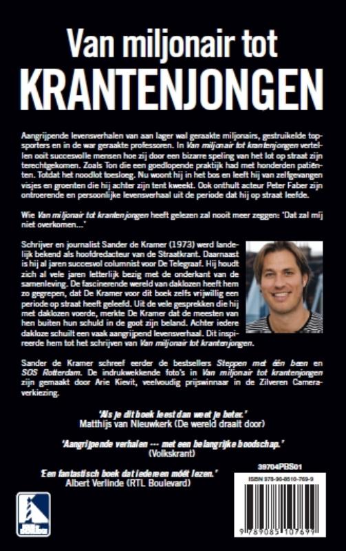 Achterkant van Van Miljonair tot krantenjongen paperback