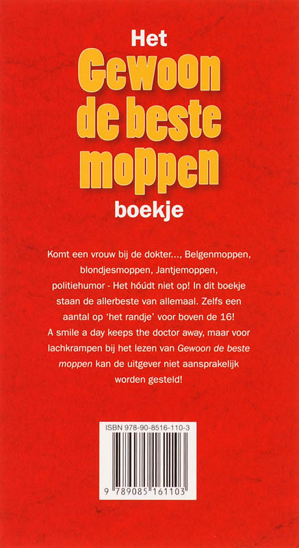 Achterkant van Het 'gewoon de beste moppen" boek!