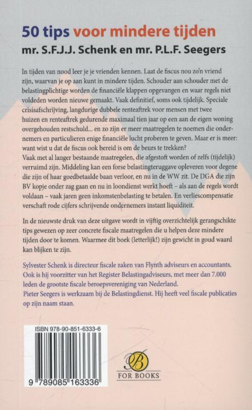 Achterkant van 50 Tips voor mindere tijden