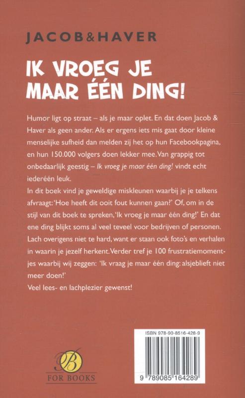 Achterkant van Ik vroeg je maar één ding!
