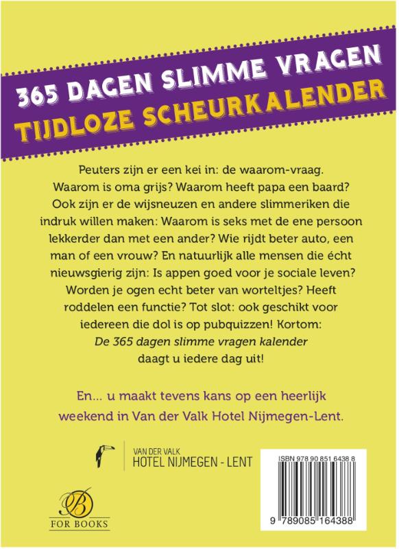 Achterkant van 365 Slimme vragen scheurkalender 2018