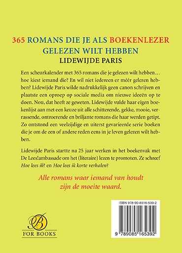 Achterkant van 365 romans die je als boekenlezer gelezen wilt hebben