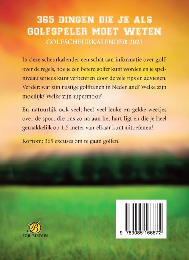 Achterkant van Golfscheurkalender 2021