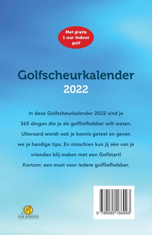 Achterkant van Golfscheurkalender 2022