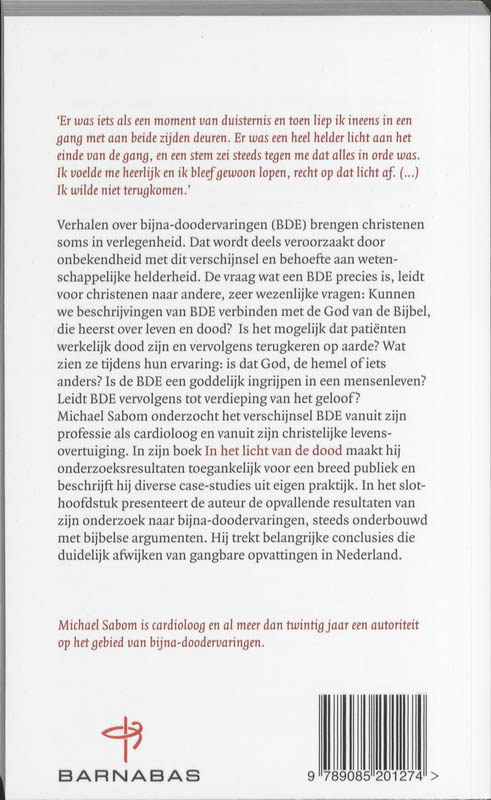 Achterkant van In het licht van de dood