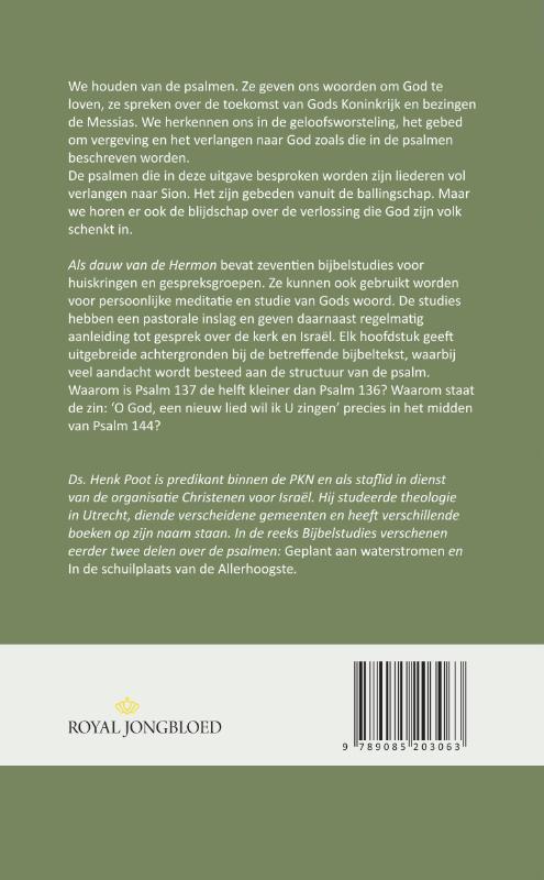 Achterkant van Als dauw van de Hermon