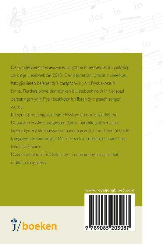 Achterkant van Lieten fan leauwe en langstme