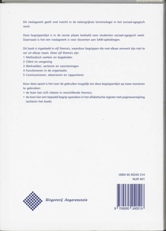Achterkant van Begrippenlijst sociaal agogisch werk