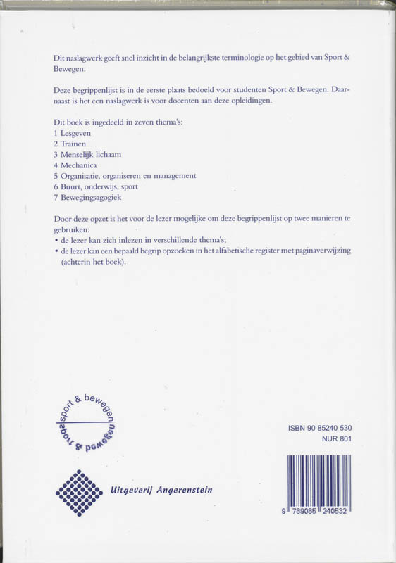 Achterkant van Begrippenlijst Sport en Bewegen